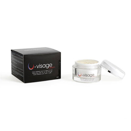 U-Visage Cream in 50 ml jar with packaging, collagen-rich daily moisturizer for face and neck, enhances hydration and elasticity, anti-aging benefits