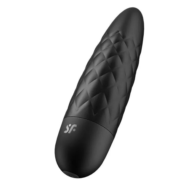 Ultra Power Bullet 5 Vibrating Bullet Black compact design with textured surface for enhanced stimulation and ease of use.