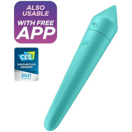 Ultra Power Bullet 8 Vibrating Bullet with APP Turquoise, sleek design with app control for precise stimulation, 2021 CES award winner