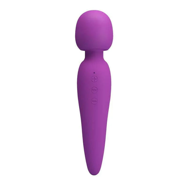 Purple USB Rechargeable Meredith Wand Massager for deep muscle relief with customizable speeds and portable cordless design