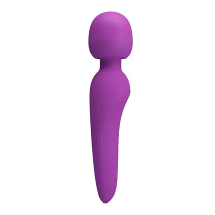 USB Rechargeable Meredith Wand Massager in purple with ergonomic design for muscle relief and relaxation.