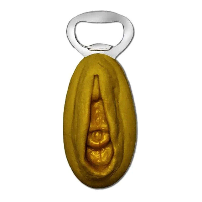 Vagina-shaped bottle opener Gold with a premium gold-tone finish