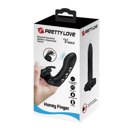 Packaging of Vance Finger Sleeve with Vibration, showing product features and design.