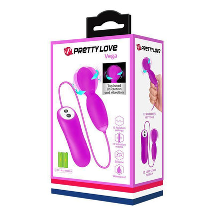 Vega Vibrating and Rotating Egg in packaging by Pretty Love, showcasing dual-action silicone design for versatile stimulation.