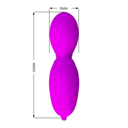 Vega Vibrating and Rotating Egg dimensions 102mm x 28mm in vibrant pink silicone design with dual-action features and remote control included.