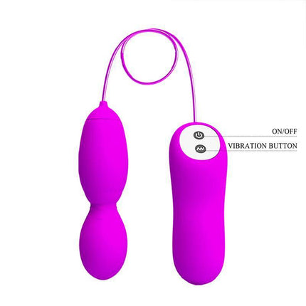 Vega Vibrating and Rotating Egg with wired remote, sleek pink silicone design for dual-action pleasure from Pretty Love.