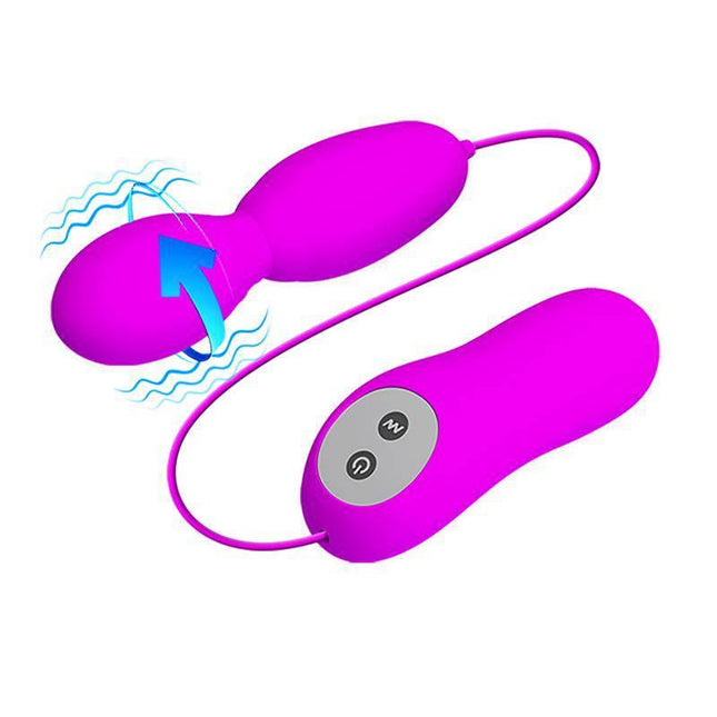 Vega Vibrating and Rotating Egg by Pretty Love with wired remote, designed for versatile stimulation and pleasure enhancement.