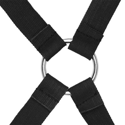 Close-up of Velcro Bed Restraints Adjustable with black straps connected by a silver ring, featuring durable design for bondage.