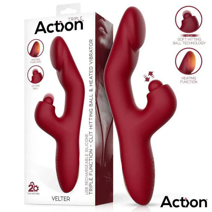 Velter Soft Clit Hitting Ball with Vibration and Heating Function in red with packaging