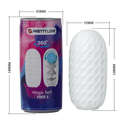 Venus-X Magic Ball Male Masturbator packaging and product dimensions