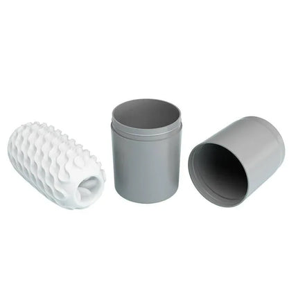 Venus-X Wonder Ball Male Masturbator components showing textured inner sleeve and discreet casing