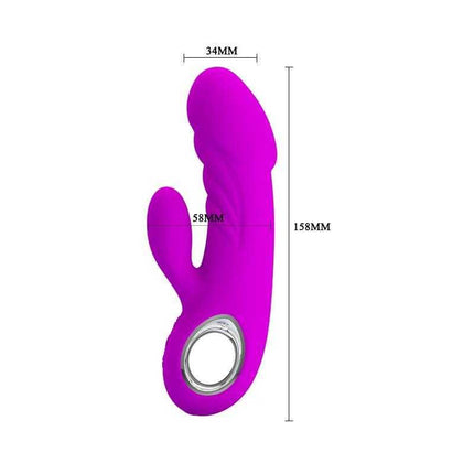 Vibe Ansel USB Silicone Purple with soft silicone finish, dual stimulators, and 7 vibration functions for personalized pleasure.