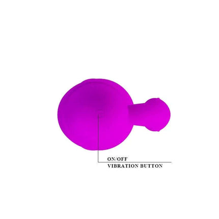 Top view of Vibe Caesar Purple vibrator highlighting the on/off vibration button, designed for G-spot stimulation and waterproof enjoyment.