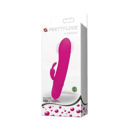 Vibe Caesar Purple vibrator package displaying its unique G-spot design and 10 vibration functions for pleasurable experiences.