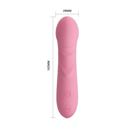 Vibe Candice Soft Pink silicone massager with ergonomic design and 30 vibrating functions for G-spot stimulation.