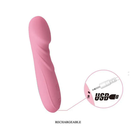 Vibe Candice Soft Pink silicone massager with USB rechargeable feature, designed for versatile pleasure and focused G-spot stimulation.