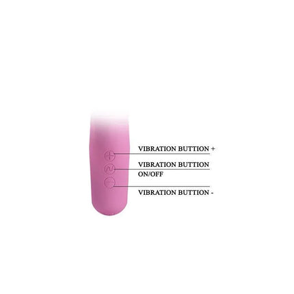 Close-up of Vibe Canrol USB Silicone Soft Pink showing vibration control buttons