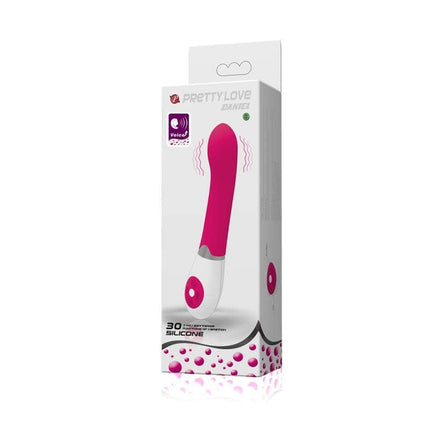 Packaging of Vibe Daniel with Voice Control Pink premium G-spot vibrator showcasing 30 vibration functions for enhanced pleasure.