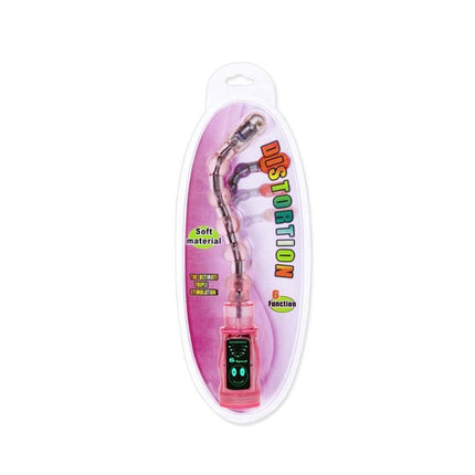 Vibe Distortion Pink bendable vibrator in packaging with flexible design and six vibration functions for personalized pleasure.