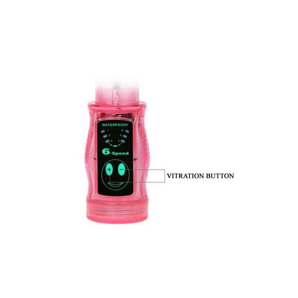 Vibe Distortion Pink vibrator with bendable design, featuring a vibration button for easy control and six speed settings.