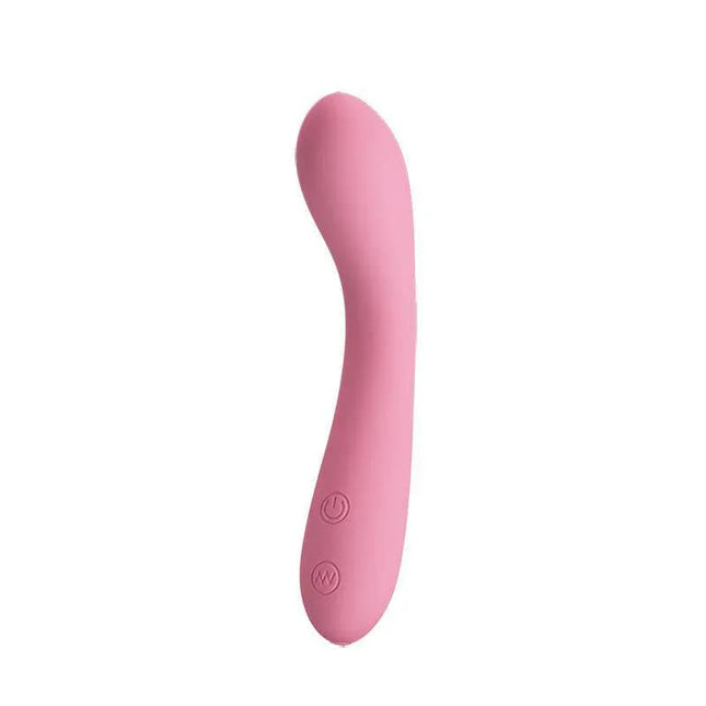 Vibe Gloria Soft Pink classic vibrator with body-safe design and 30 vibration functions, 15 cm long, 3.2 cm width for versatile pleasure.