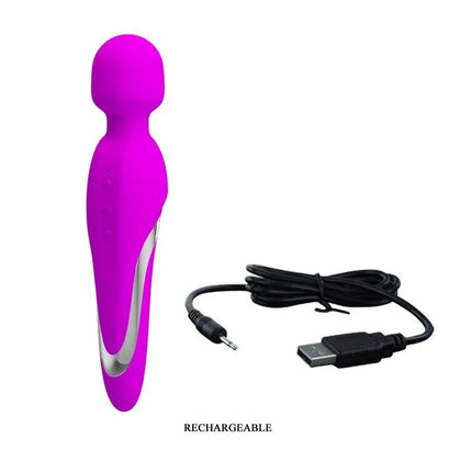 Vibe Mortimer USB Purple massager with USB charging cable, medical-grade silicone, purple color, compact design for personal wellness.