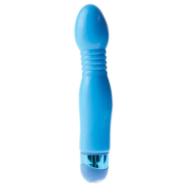 Vibe Powder Puff blue multi-speed vibrator with soft TPR for gentle and satisfying stimulation, waterproof design.