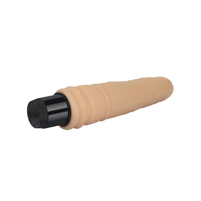 Vibe Real Feel 7.5 Flesh vibrator with realistic texture and phthalate-free material. 20 cm length, ideal for immersive solo sessions.