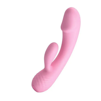 "Vibe Smart Ron dual-motor vibrator, pink silicone, designed for G-spot and clitoral stimulation, solo play"