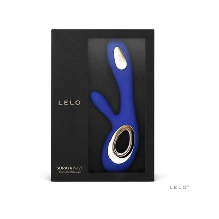 Vibe Soraya Wave Midnight Blue vibrator in packaging, premium silicone design, offering clitoral and G-spot stimulation.