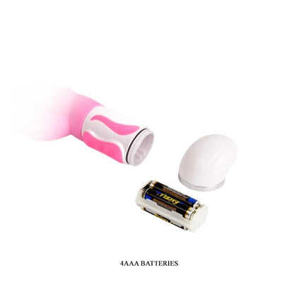 Vibe Steven Pink vibrator open battery compartment with 4AAA batteries