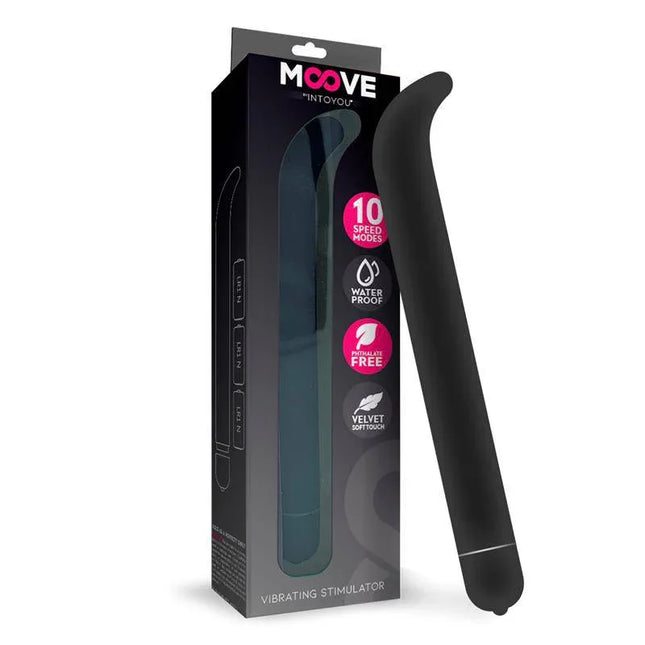 Vibe Stimulator G-Spot 10 Functions Black ergonomic design with packaging from Moove