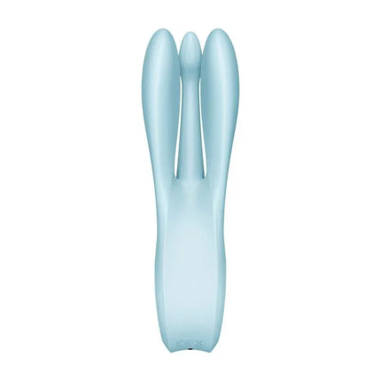 Vibe Threesome 1 Light Blue contact vibrator with three flexible arms for clitoral and labial stimulation.