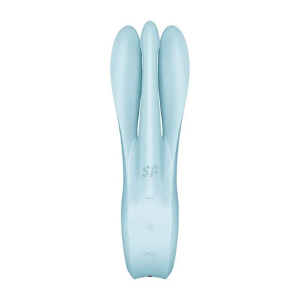 Vibe Threesome 1 Light Blue vibrator with three adjustable arms for clitoral and labia stimulation by Satisfyer