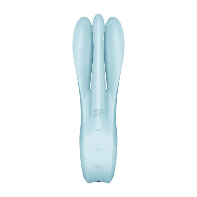 Vibe Threesome 1 Light Blue vibrator with three adjustable arms for clitoral and labia stimulation by Satisfyer