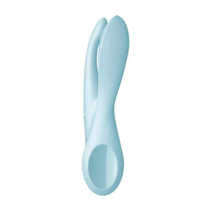 Vibe Threesome 1 Light Blue contact vibrator with adjustable arms for clitoral and labia stimulation, featuring an innovative design.
