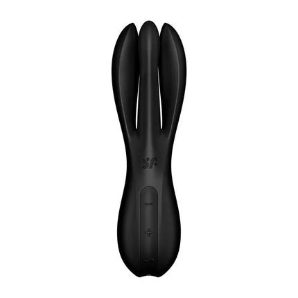 Vibe Threesome 2 Black contact vibrator with three adjustable arms for clitoral and labia stimulation.