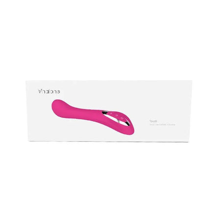 Vibe Touch Fuchsia silicone design with ergonomic silhouette and 7 vibration functions for versatile pleasure in elegant packaging