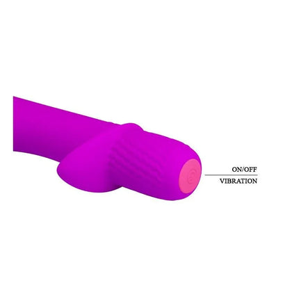 Close-up of Vibe Troy USB Silicona Purple showing on/off vibration button, premium silicone design, and intense pulsation capabilities.