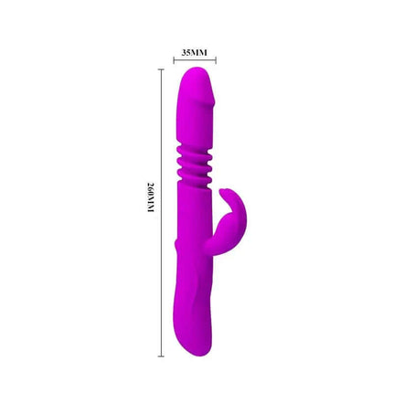 Vibe Ward Purple multi-function vibrator with 12 vibration and 4 rotation modes, USB rechargeable, featuring bunny ears for clitoral stimulation.