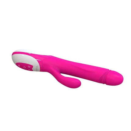 Vibe Wave Fuchsia dual-action vibrator with dual rotation cores and powerful motors in vibrant pink silicone.