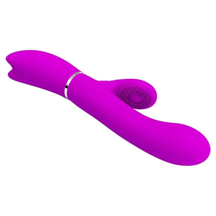 Vibe with Licking dual-action USB-rechargeable vibrator in vibrant purple, featuring G-spot targeting design for enhanced pleasure.