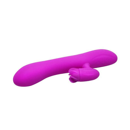 Vibe with Rotation Buck purple vibrator with clitoral stimulator and ergonomic design for targeted G-spot pleasure.