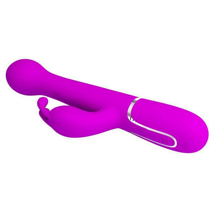 Vibe with Thrusting and Rotating Beads Dejon Pink dual-motor vibrator for internal and external stimulation.