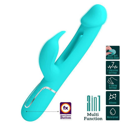 Vibe with Tongue Kampas Green rechargeable vibrator with dual motors, customizable stimulation, and waterproof design for pleasure.