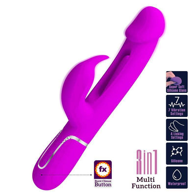 Vibe with Tongue Kampas Pink multifunctional vibrator with silicone design and 7 vibration settings for intense pleasure.