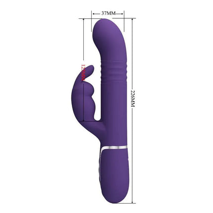 Vibe wt Thrusting, Rotation Beads Twinkled Rabbit Vibrator with dimensions 220mm x 37mm in purple
