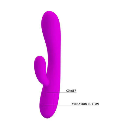 Vibrador Victor Color Púrpura con diseño ergonómico y botón de vibración, dispositivo de placer versátil para adultos.