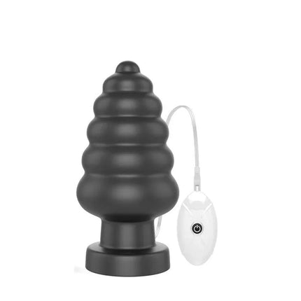 Vibrating Anal Plug King Sized 7 Black with remote control, featuring a textured, oversized design for enhanced pleasure.