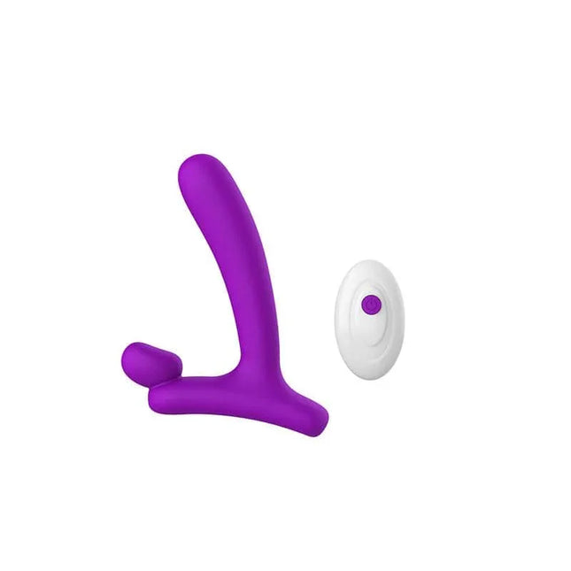 Vibrating Anal Plug with Remote Control USB Rechargeable in purple silicone with white remote